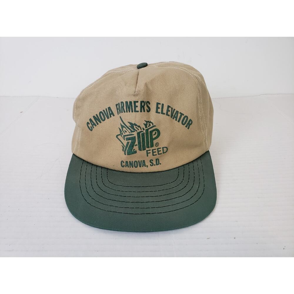 Vintage Canova Farmer's Elevator Mens Hat Snapback Trucker Cap Zip Feed USA